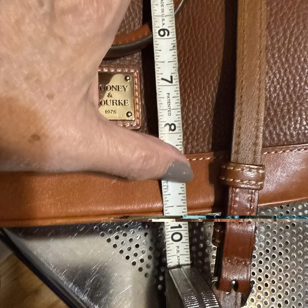 Dooney & Burke Pebble Leather Zip Zip Satchel Caramel Brown Shoulder Handbag